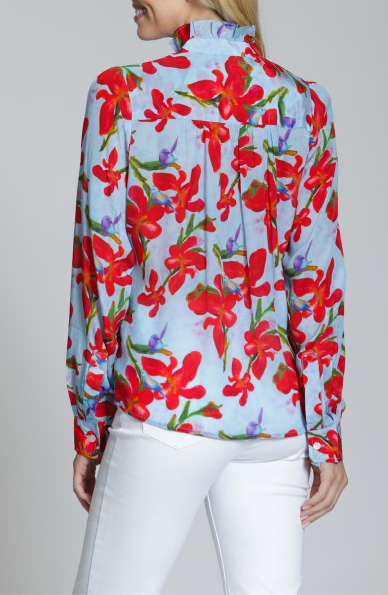 APNY Floral Ruffle Placket Top, Alternate, color, Red Multi