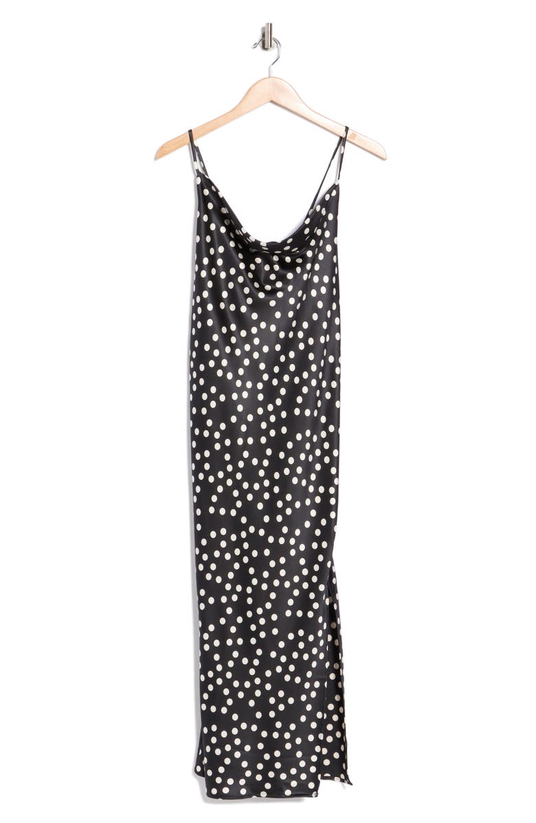 Renee C Polka Dot Satin Slipdress, Main, color, Black