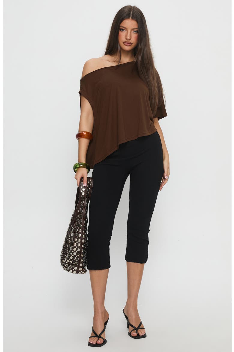 Passerby Asymmetric One-Shoulder Top, Alternate, color, BROWN
