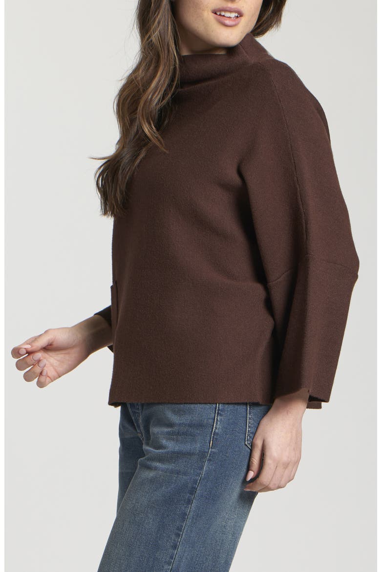 Funnel Neck Patch Pocket Sweater, Alternate, color, CHOCOLATE BROWN