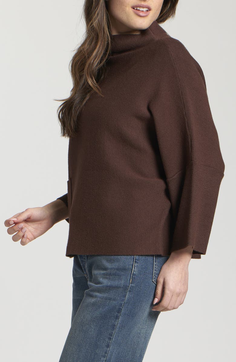 APNY Funnel Neck Patch Pocket Sweater, Alternate, color, Chocolate Brown