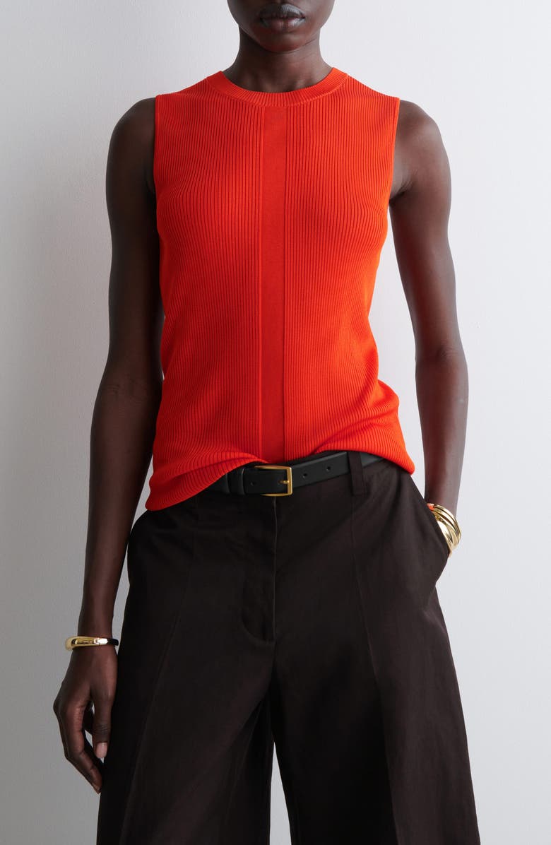 COS Agave Rib Sweater Vest, Main, color, Orange Bright