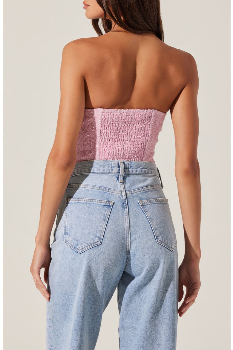 Indie Strapless Tweed Corset Top, Alternate, color, PINK