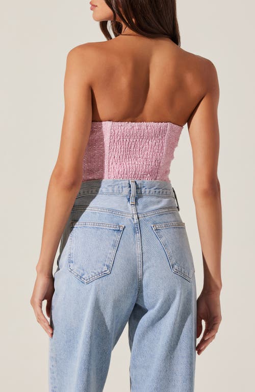 Astr The Label Indie Strapless Tweed Corset Top In Pink