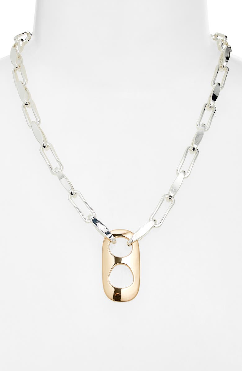 Open Edit Pop Top Pendant Necklace, Alternate, color, Silver- Gold