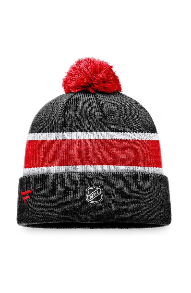FANATICS Men's Fanatics Branded Black/Red Ottawa Senators Breakaway Cuffed Knit Hat with Pom, Alternate, color, 