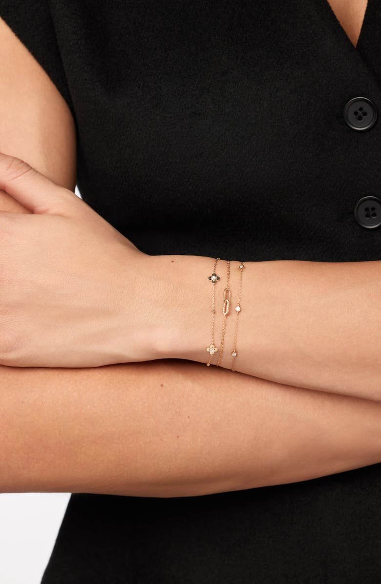 Ana Luisa Solid Yellow Gold - Mini Flower Station Bracelet, Alternate, color, Diamond