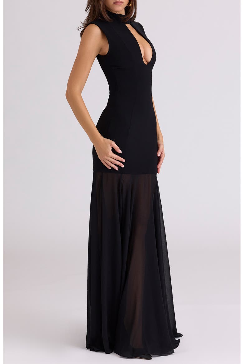 Raphaella Stretch Crepe Mermaid Gown, Alternate, color, BLACK