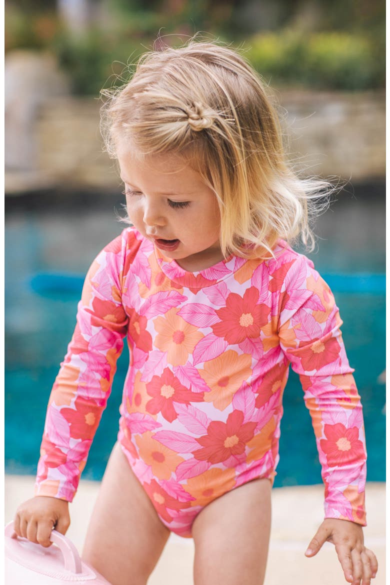 Wave Crasher Long Sleeve Rashguard Swimsuit, Alternate, color, LILAC