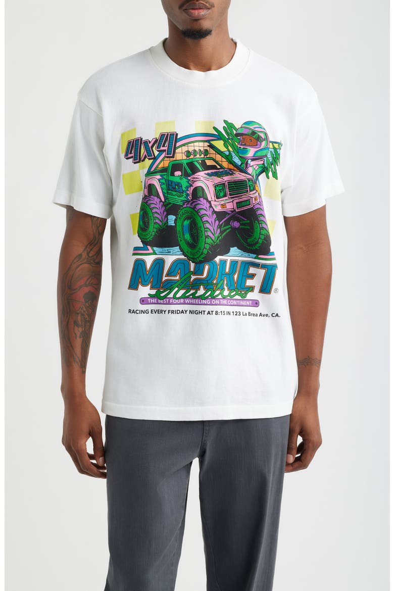 Monster Truck Rally Graphic Cotton T-Shirt, Main, color, WHITE