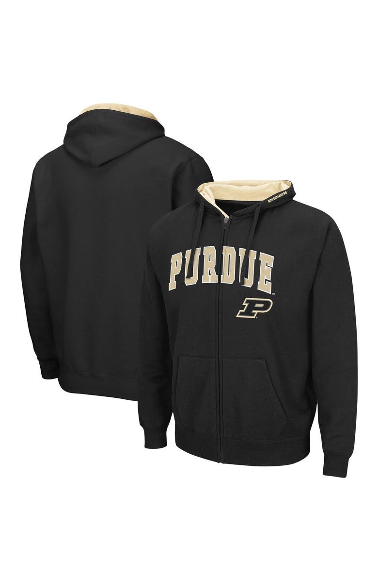 COLOSSEUM Men's Colosseum Black Purdue Boilermakers Arch & Logo 3.0 Full-Zip Hoodie, Main, color, Black