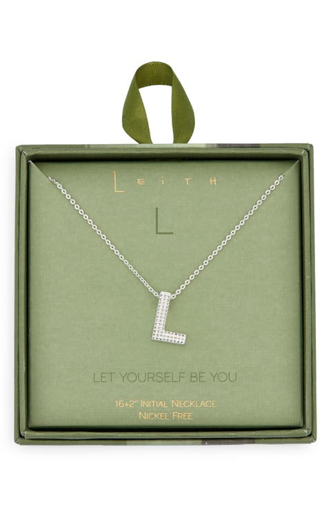 Pavé Cubic Zirconia Initial Pendant Necklace