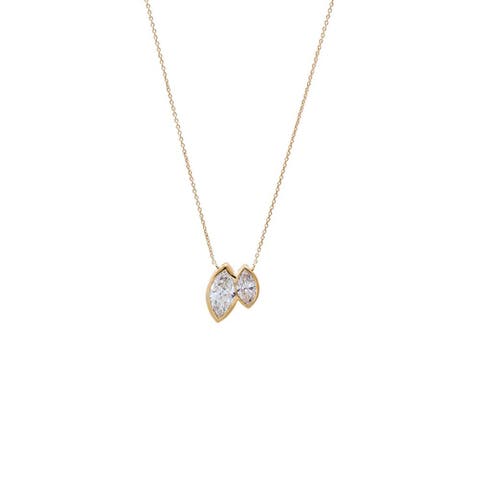 Lab Grown Diamond Double Marquise Bezel Necklace 14K