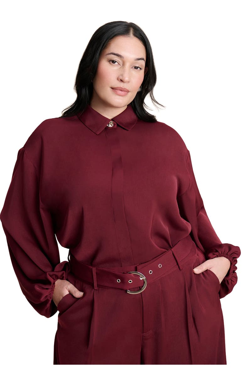 ELOQUII High Low Hem Tunic, Main, color, Zinfandel