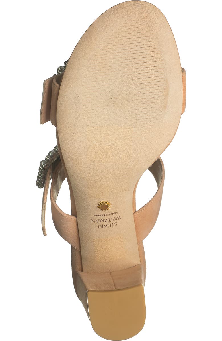 Stuart Weitzman Imitation Pearl Geo Buckle 75 Slide Sandal, Alternate, color, Ginger