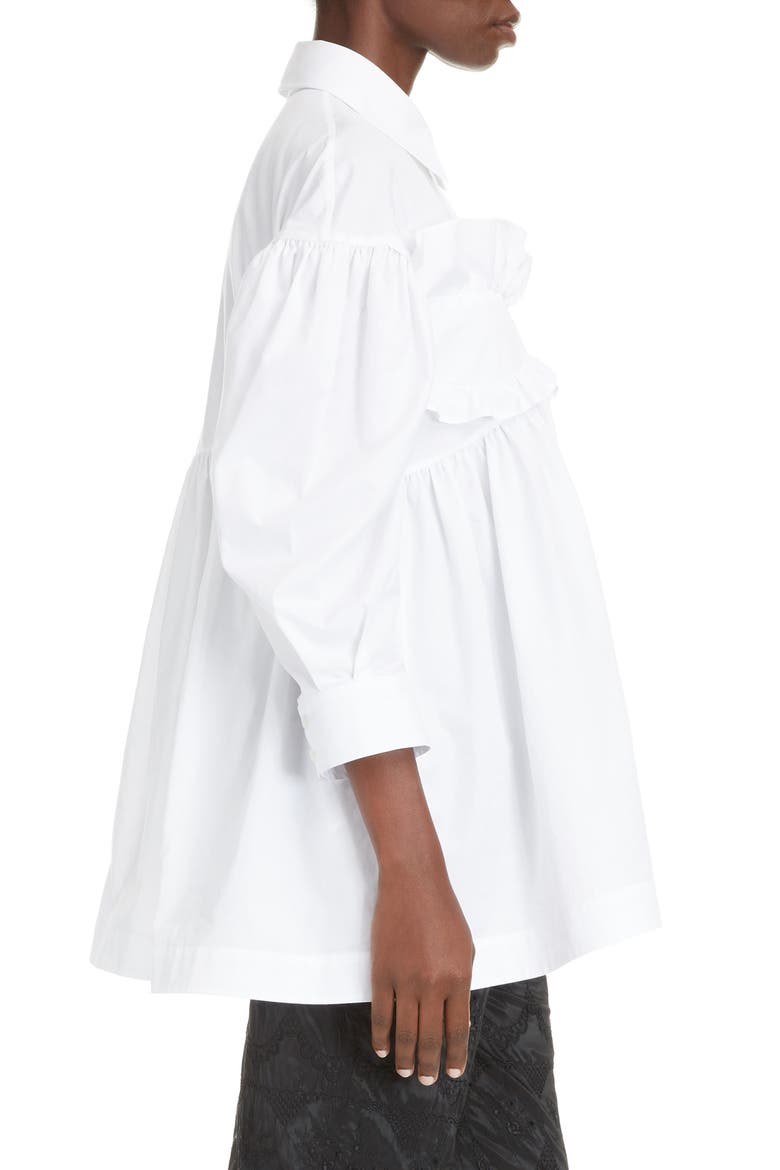 Cotton Poplin Ruffle Shirt, Alternate, color, WHITE