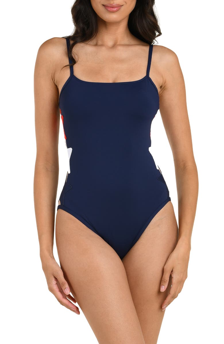 La Blanca Americana Lingerie One-Piece Swimsuit, Main, color, Blue Multi