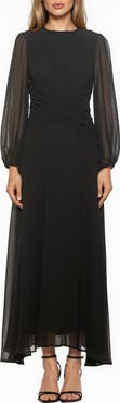 Alexia Admor Sorrel Long Sleeve Chiffon Maxi Dress