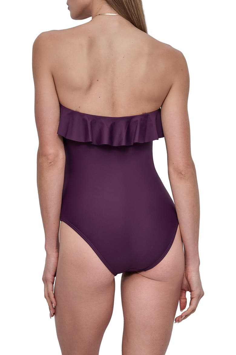 Ruffled Bandeau One-Piece Swimsuit, Alternate, color, PORT