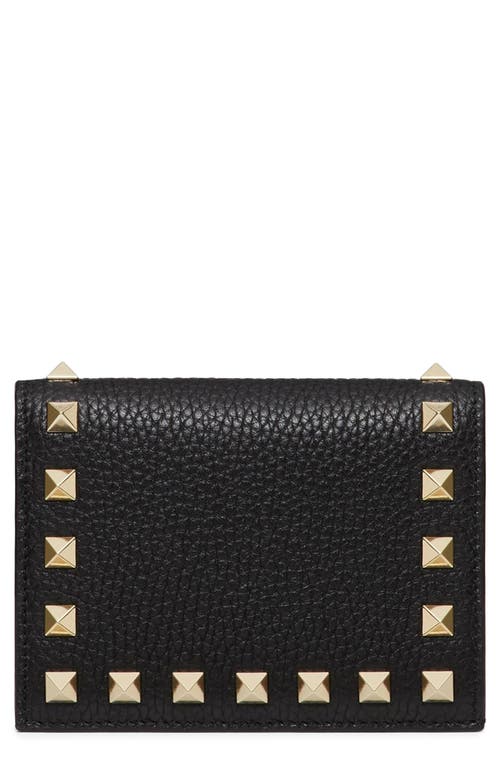 Valentino Garavani Rockstud Leather Bifold French Wallet In Black