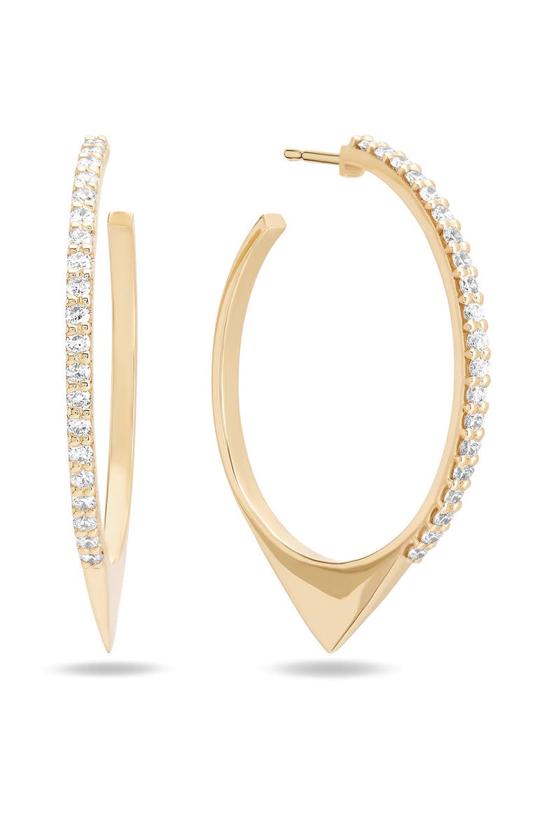 14K Gold Pointed Circle Hoop Earrings, Main, color, YELLOW