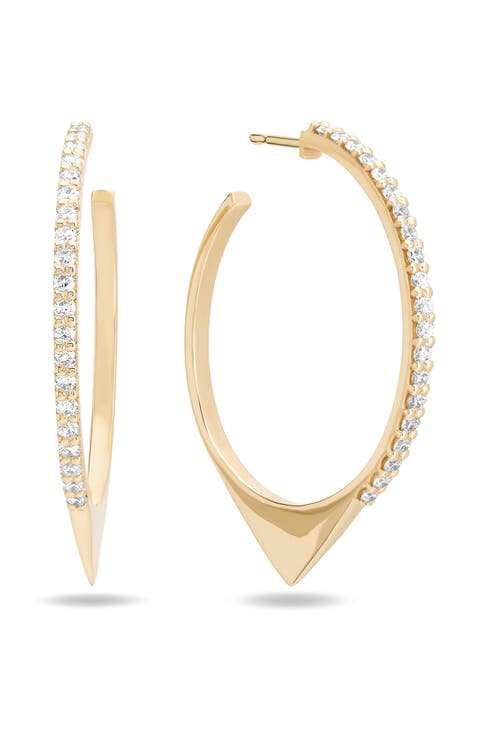 14K Gold Pointed Circle Hoop Earrings