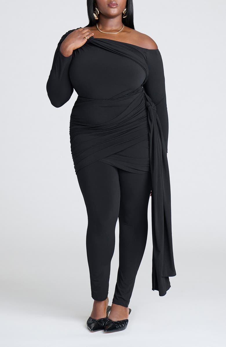 ELOQUII Drape Detail Leggings, Alternate, color,