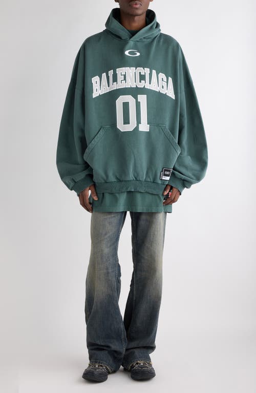 Balenciaga Hoodie Featuring Basketball Theme And Kangaroo Pocket In Green