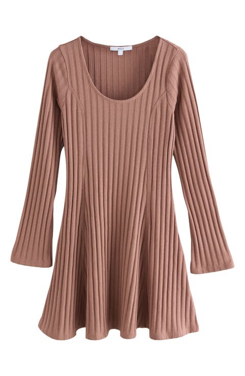 Ribbed Long Sleeve Minidress