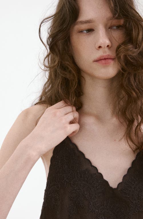 Mango Lace Camisole In Brown