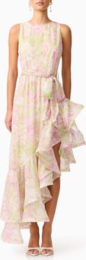 Elliatt Lacinda Ruffle Tie Waist Asymmetric Gown