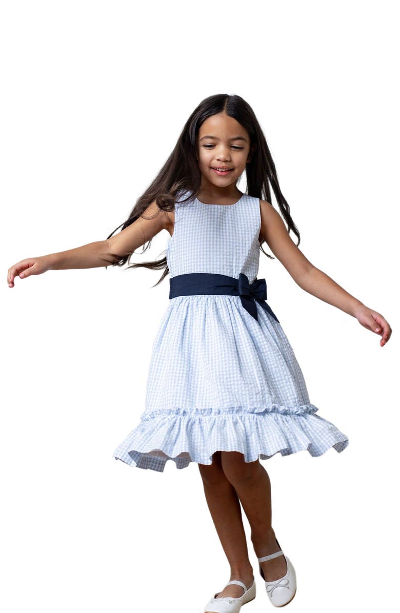 Hope & Henry Girls' Organic Cross Back Party Dress, Toddler, Alternate, color, Classic Blue Gingham