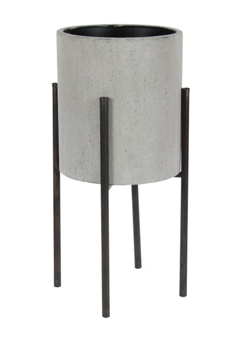 Light Gray Metal Modern Planter - Set of 2, Alternate, color, GREY