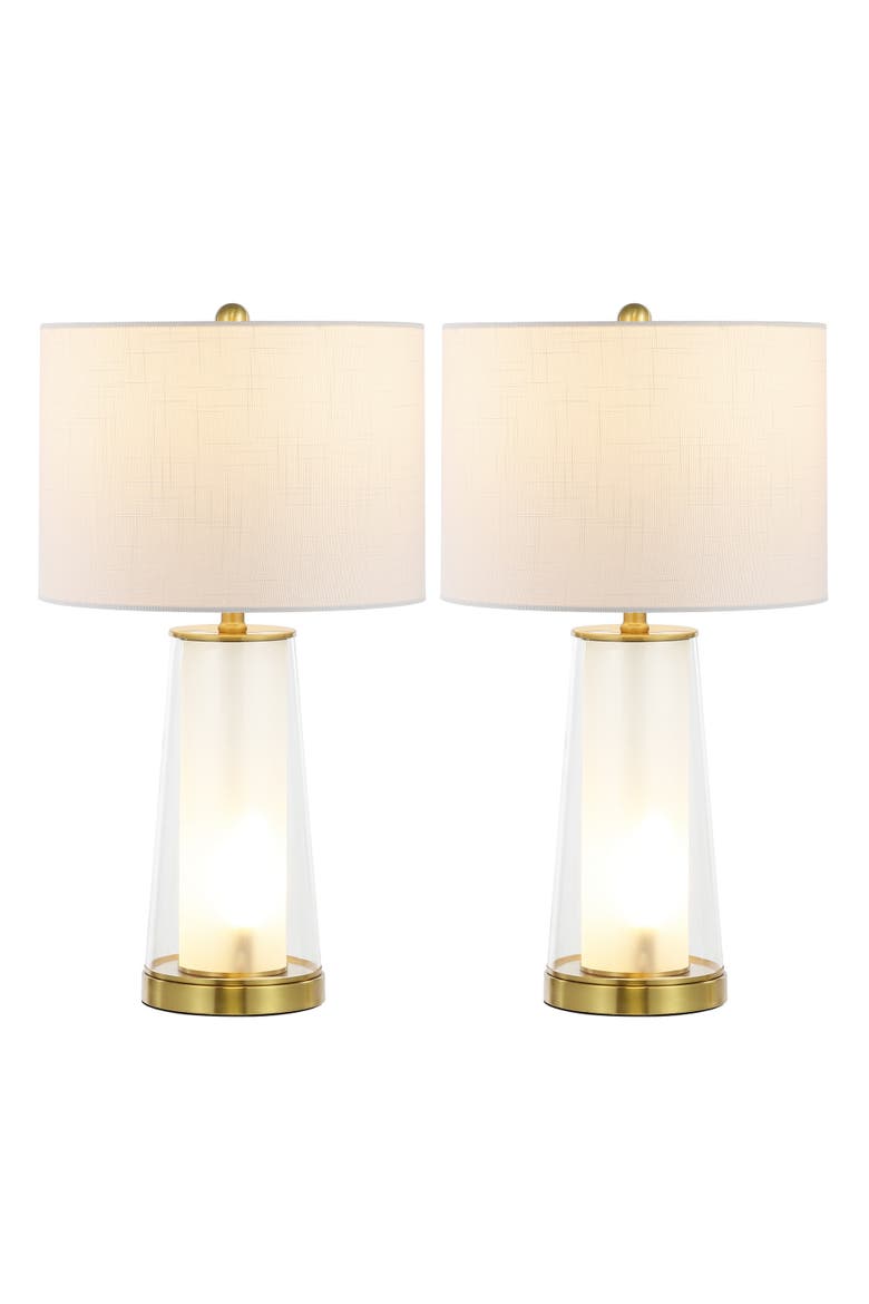Tryon 26" Modern Minimalist Glass/Iron Nightlight LED Table Lamp, Alternate, color, Clear/Brass Gold