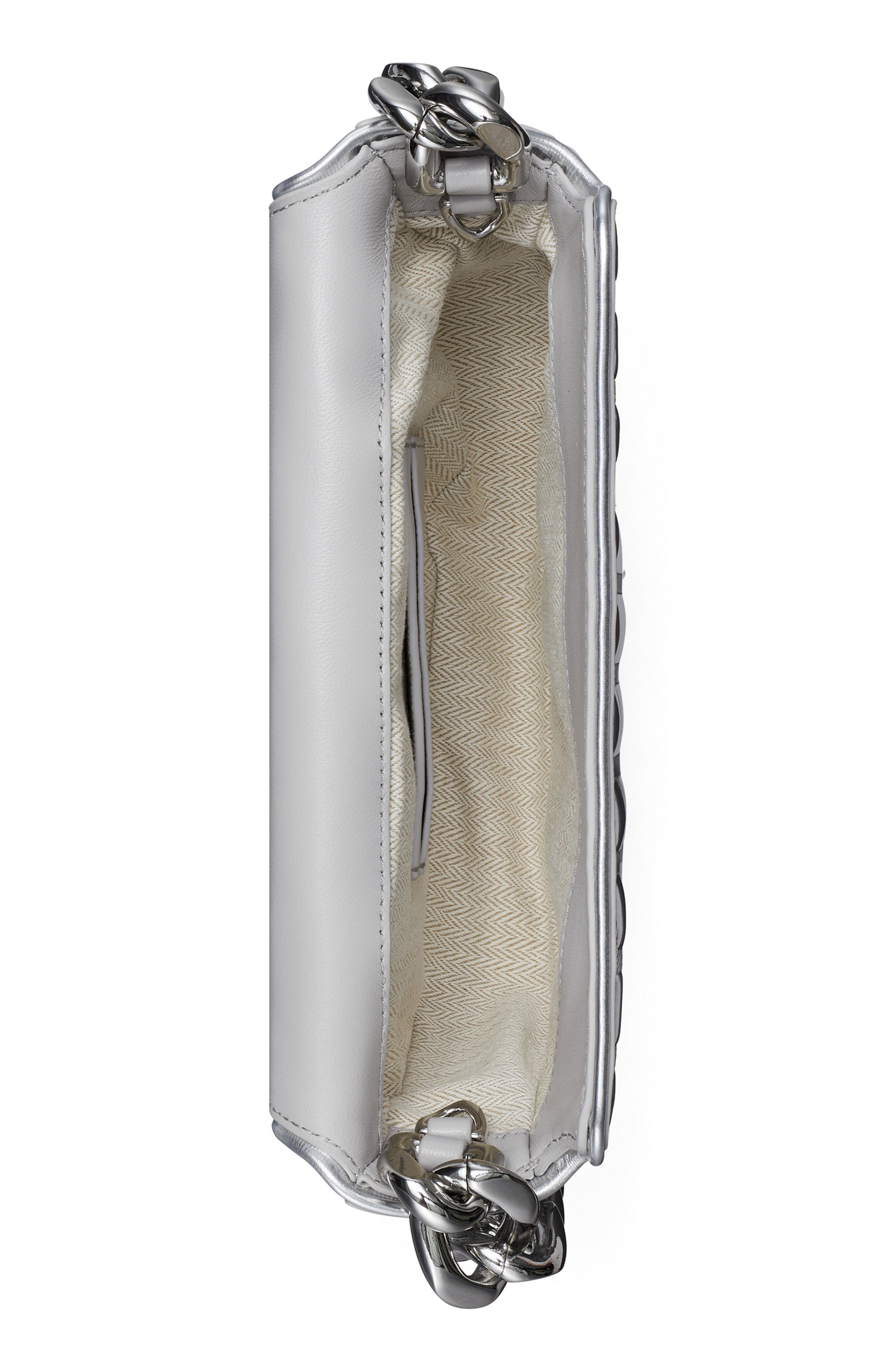 Tory Burch Mini Fleming Soft Metallic Crescent Shoulder Bag, Alternate, color, 