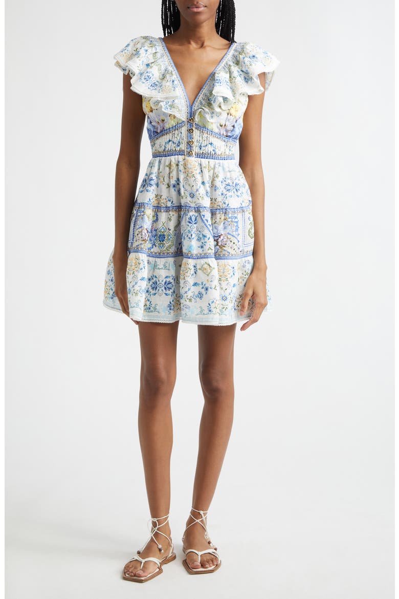 My Homespun Heart Fit & Flare Linen Minidress, Main, color, MY HOMESPUN HEART