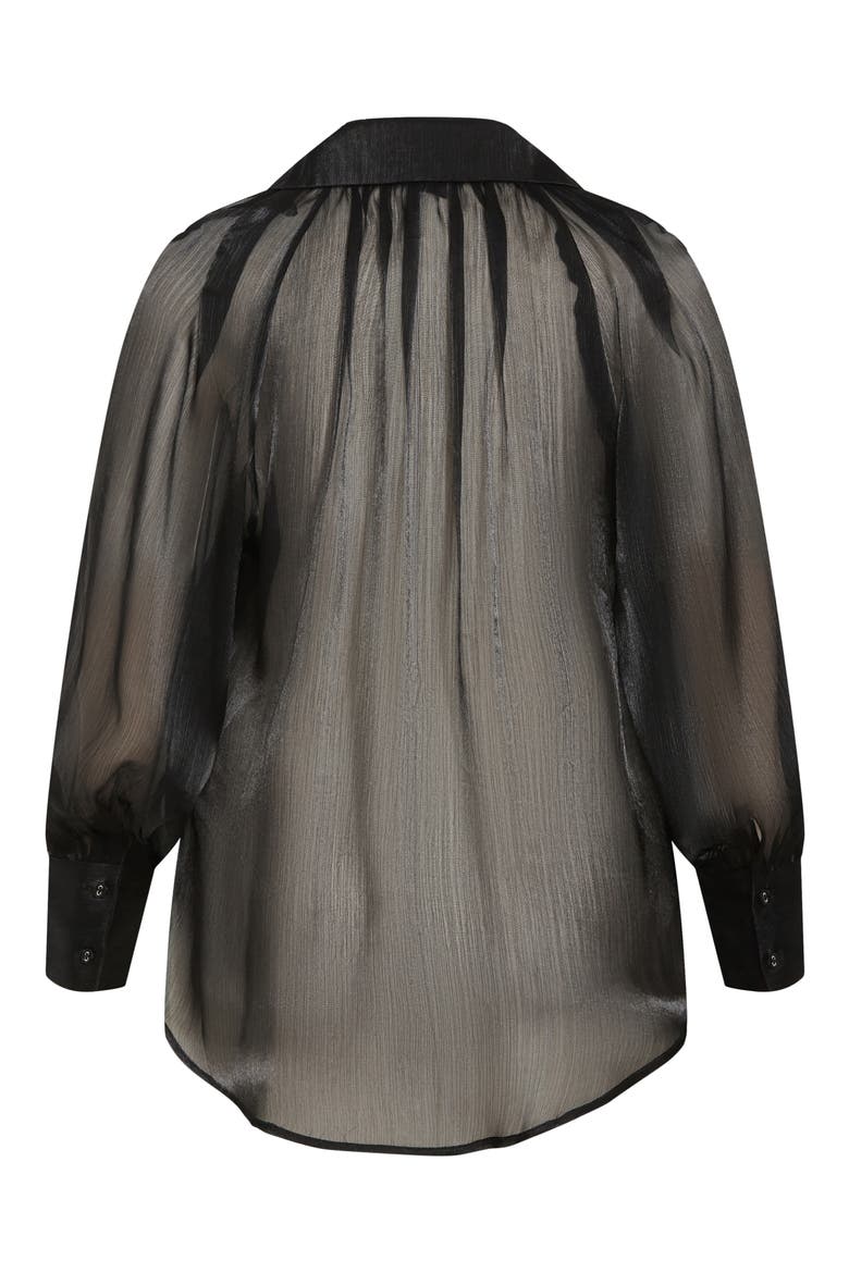 Iliana Sheer Metallic Shirt, Alternate, color, BLACK