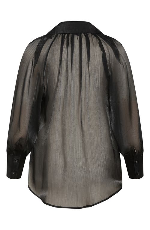 City Chic Iliana Sheer Metallic Shirt In Black