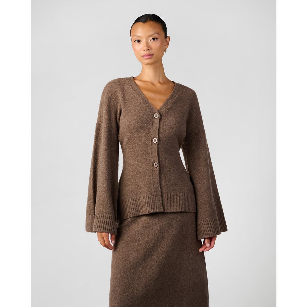 Weworewhat Cinched Waist Cardigan In Brown