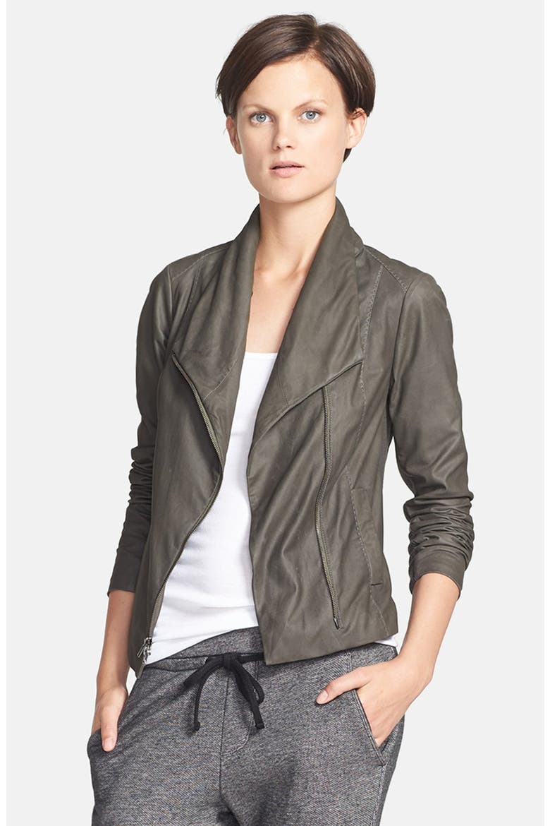 'Paper' Leather Scuba Jacket, Main, color, CHARCOAL