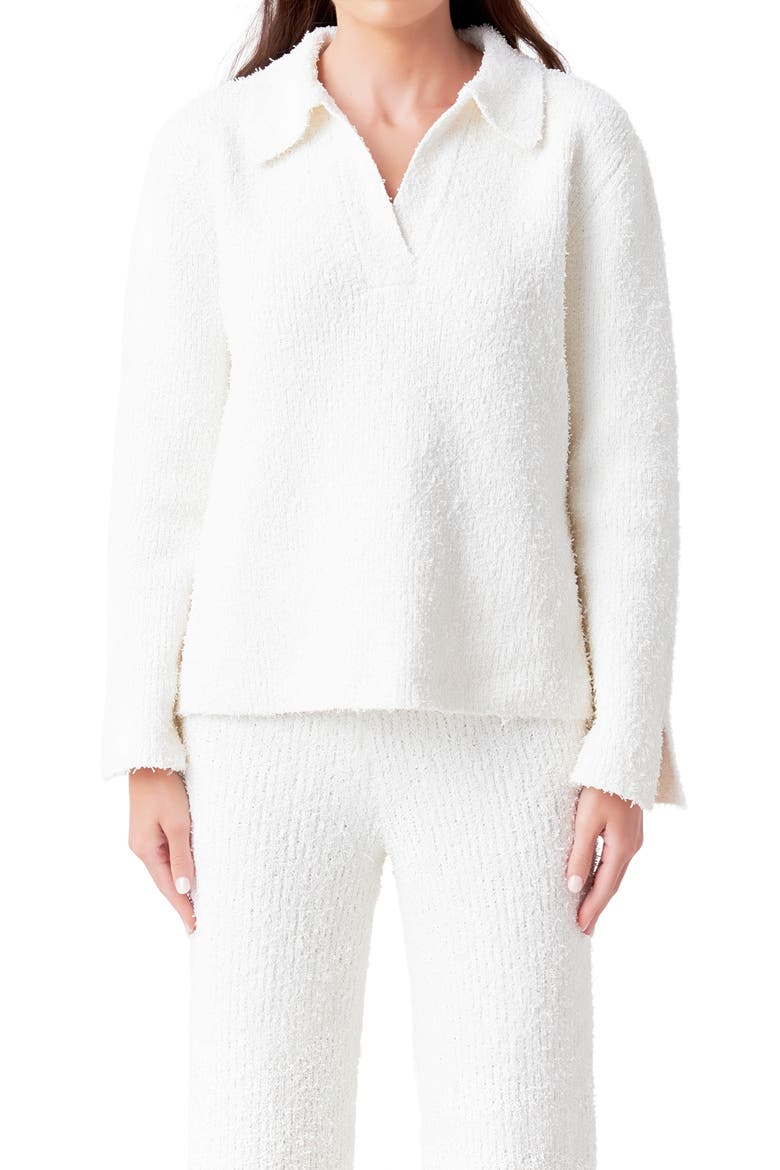 Textured Fuzzy Collared Sweater, Alternate, color, CREAM
