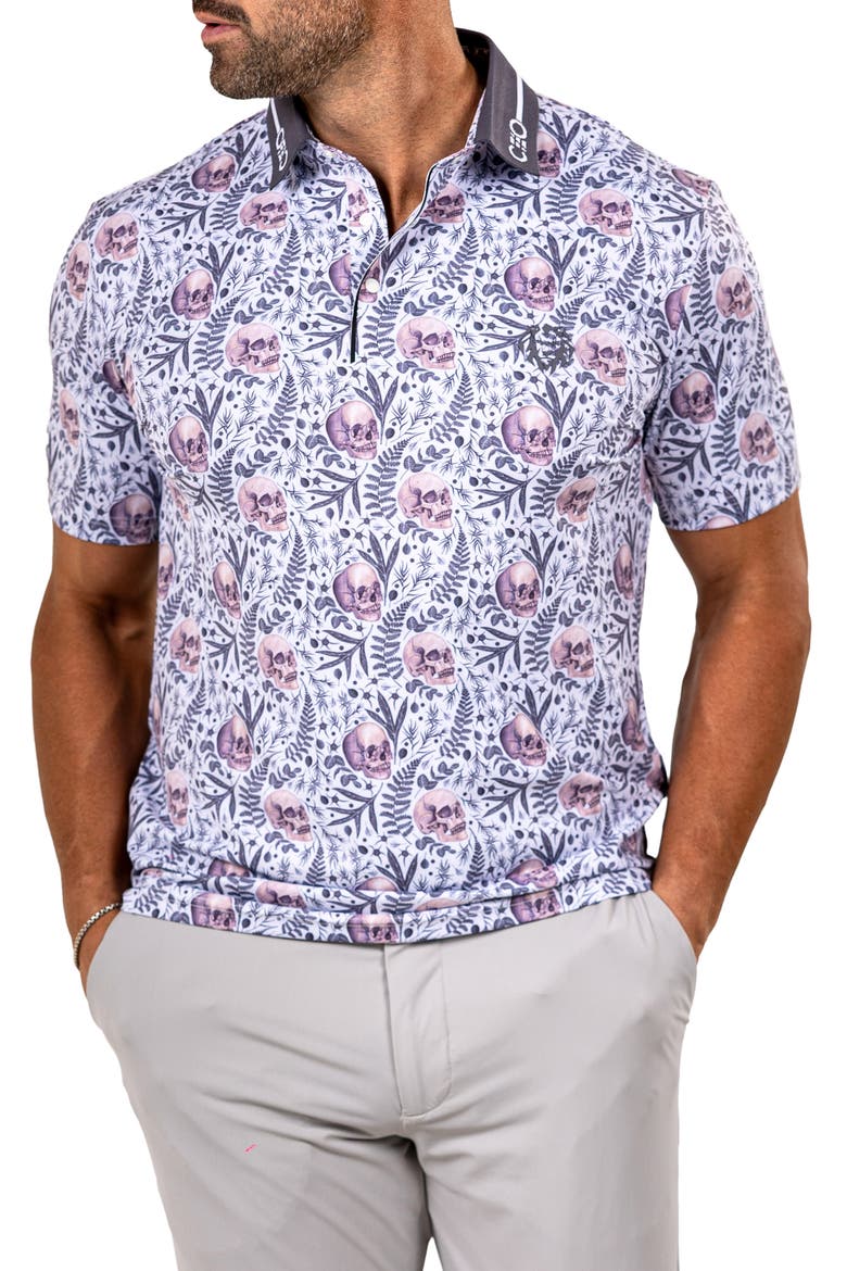 Martyr0011 Print Golf Polo, Alternate, color, WHITE