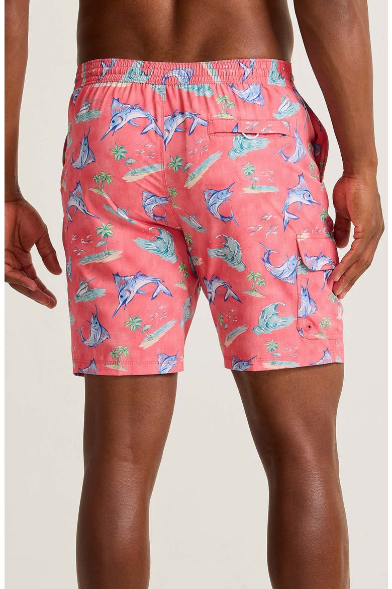 Baja Del Marlin Print Board Shorts, Alternate, color, MELON BERRY