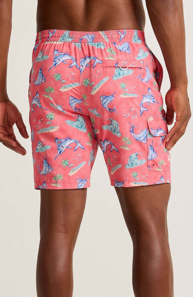 Tommy Bahama Baja Del Marlin Print Board Shorts, Alternate, color, Melon Berry