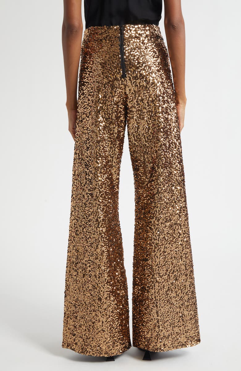 Alice + Olivia Athena Sequin Wide Leg Pants, Alternate, color, Gold/ Black