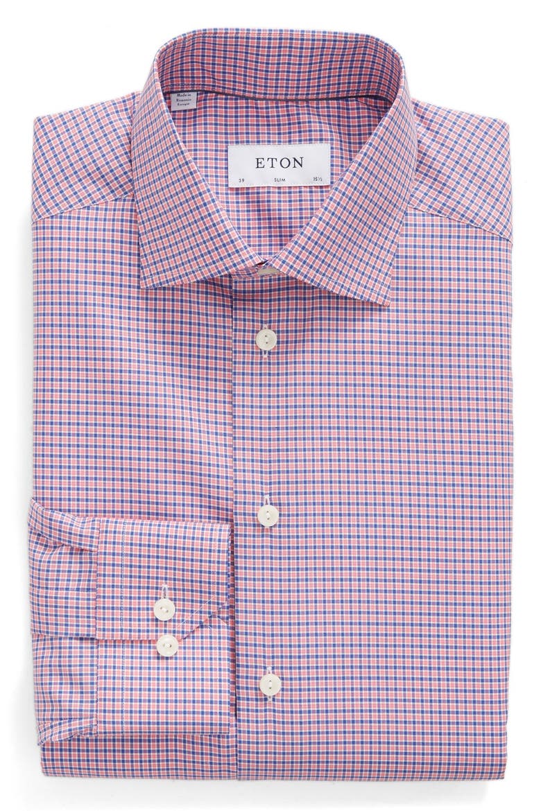 Slim Fit Check Dress Shirt, Main, color, PINK/ BLUE