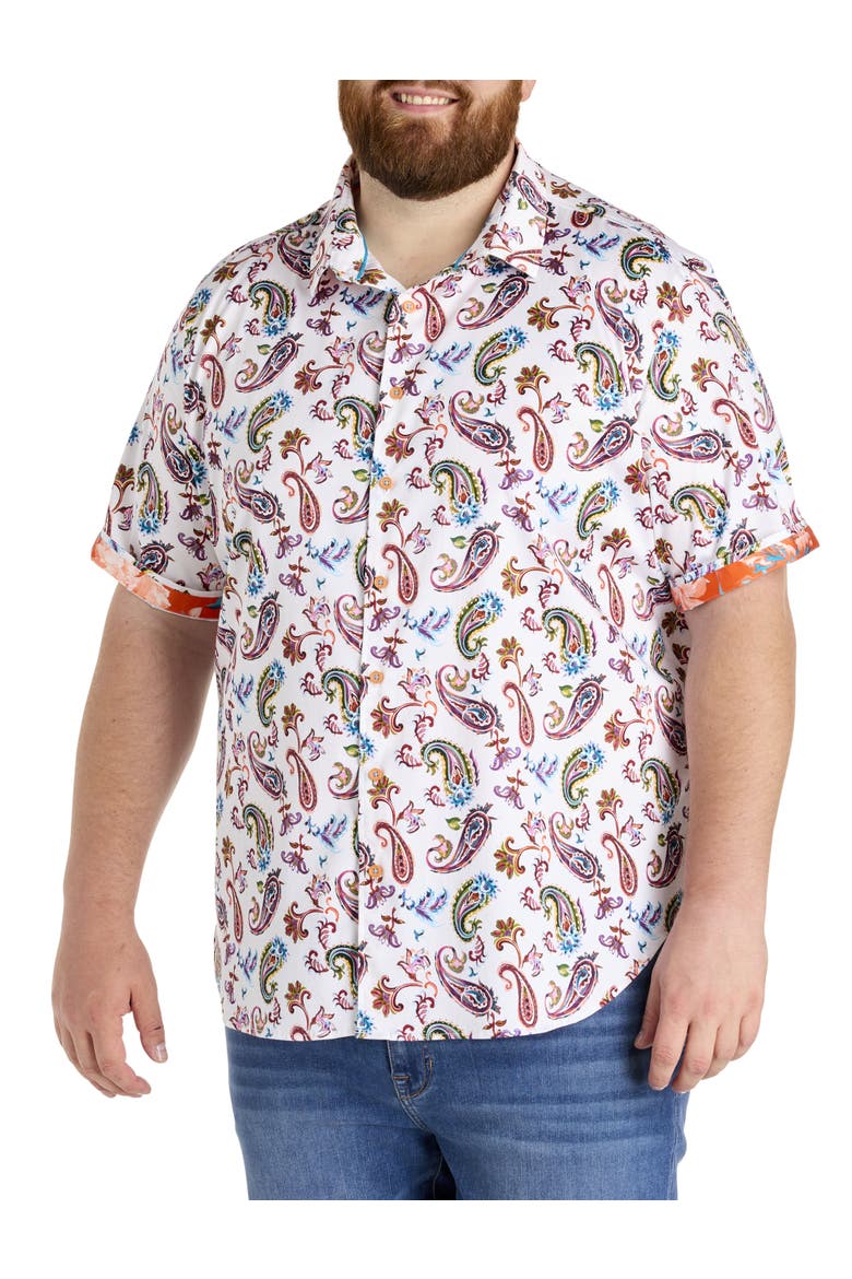 Big & Tall  Tangier Paisley Print Sport Shirt, Main, color, RED