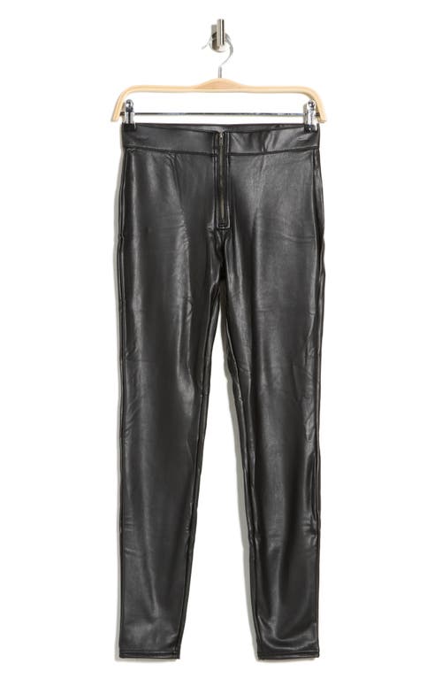 Hue Front Zip Faux Leather Leggings In Black