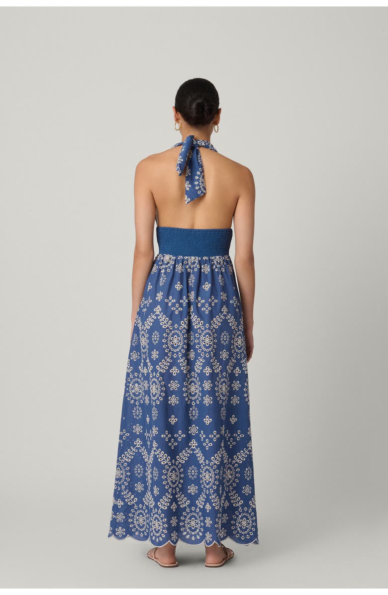 Shoshanna Halter Embroidered Chambray Maxi Cover Up, Alternate, color, Chambray