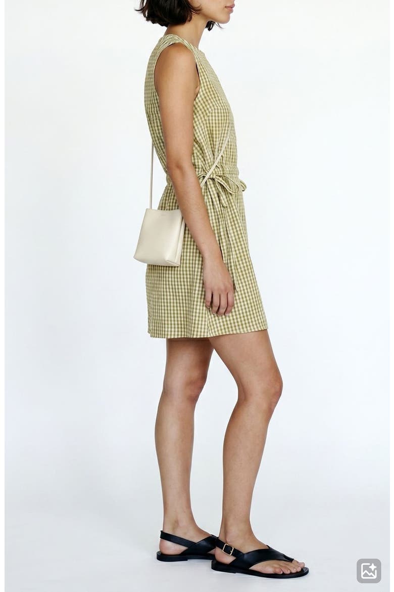 Camilla Sleeveless Gingham Dress, Alternate, color, FOG GREEN CHECKS WILLOW